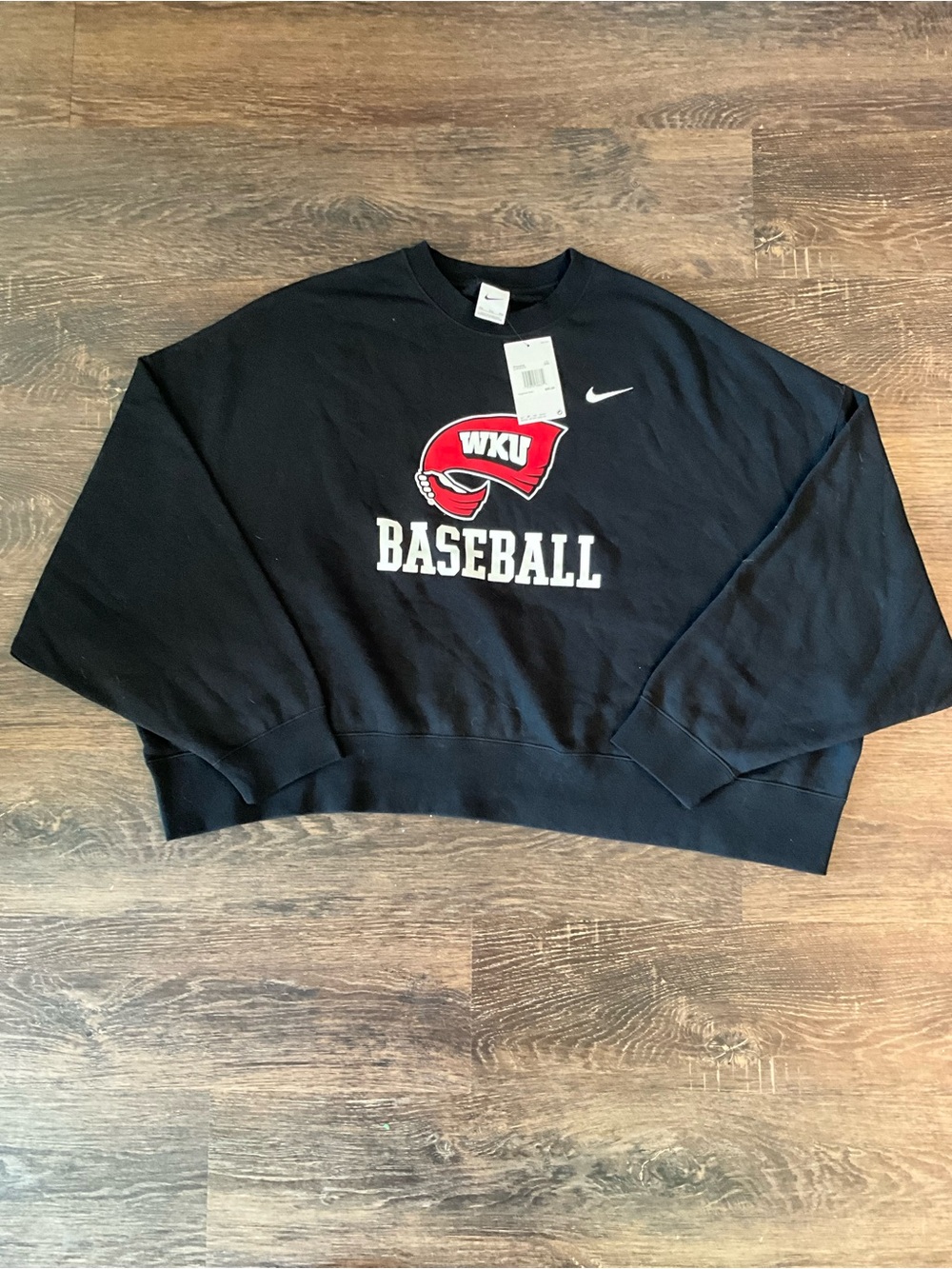 Nike Black Crewneck Sweatshirt with Red WKU Baseball Logo